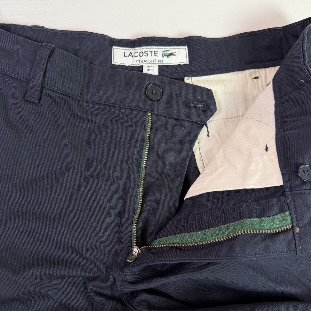 Lacoste Straight Fit Navy Chino Shorts Men's 36 Preppy Golf Casual Coastal Club